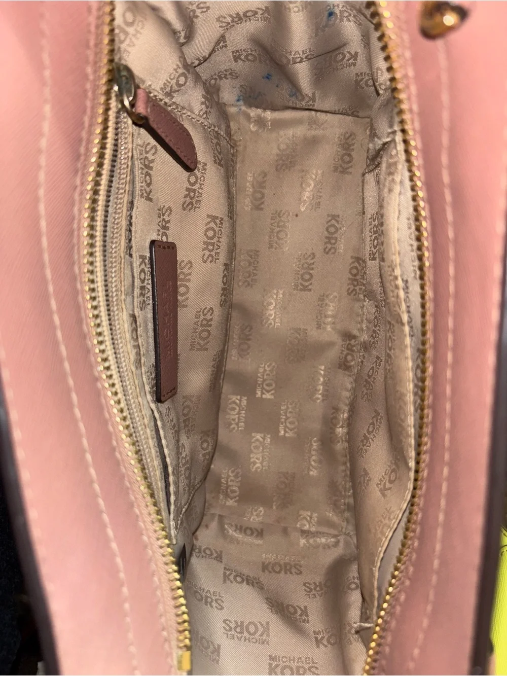 Michael Kors Dusty Brown Saffiano Leather Satchel with Gold Hardware - Picture 4 of 5